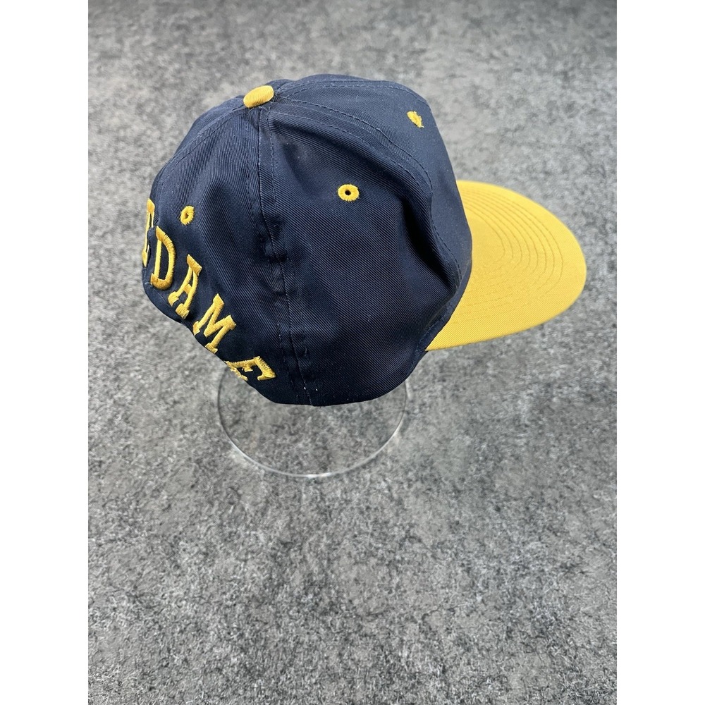 Vintage Notre Dame Logo 7 Snapback Hat Cap Script Spellout Shamrock Navy Yellow - Picture 4 of 8